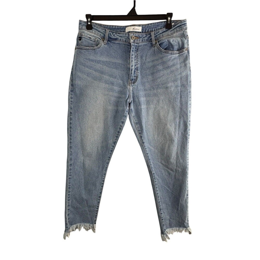 Kancan Womens Jeans Adult Size 15/31 Light Wash Raw Hem Skinny Stretch